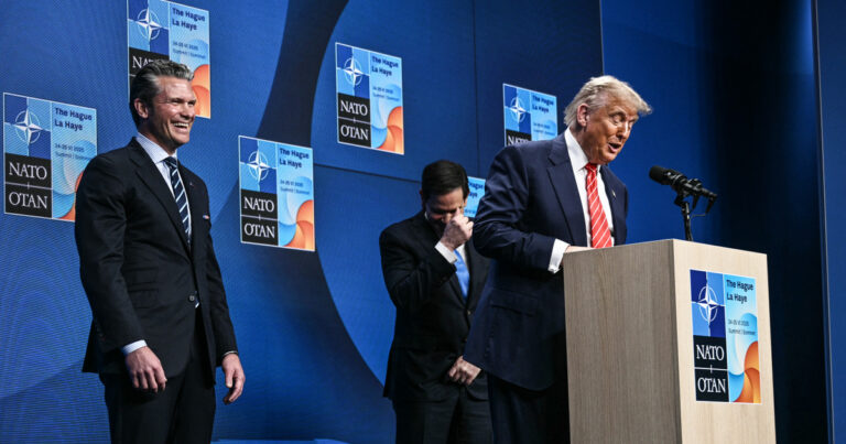 „Megjött apuci!” − Trump „papa” a NATO-csúcsról üzent legnagyobb politikai ellenfelének