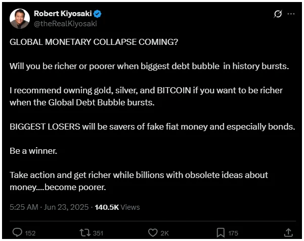 Robert Kiyosaki szerint a valaha volt legnagyobb piaci összeomlás közeleg