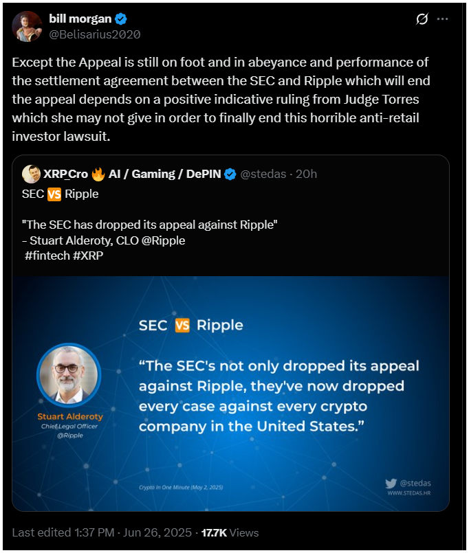 Korai volt az XRP-fanok öröme: az SEC-vel való küzdelem még nem zárult le